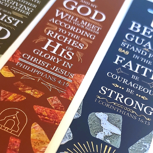 Christian Scripture Inspirational Bookmark Set with Tassels Set Of 5 - Picture 2 of 5